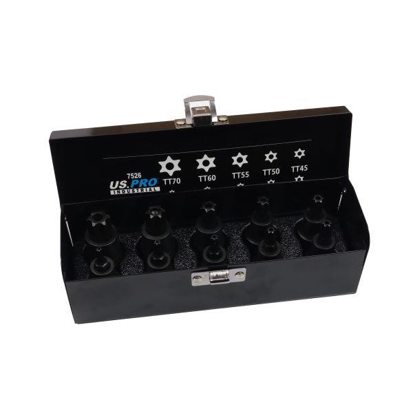 US PRO INDUSTRIAL 10pc 1/2" DR Impact Tamper Star Torx Bit Sockets T2 - T70 7526