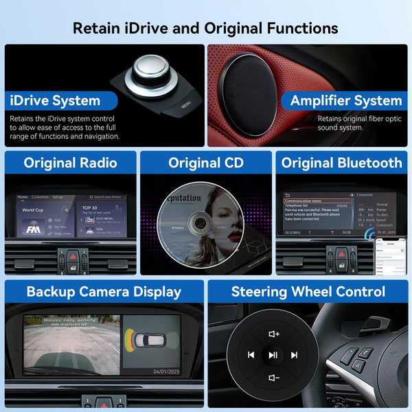 XTRONS 8.8" Car Stereo Android Octa-Core 4+64GB for BMW 3 Series E90 E91 5 Series E60 E61 (2005-2008) w CCC system Touch IPS Screen GPS navigation, w 4G LTE CarAutoPlay Android Auto Support AHD Camera