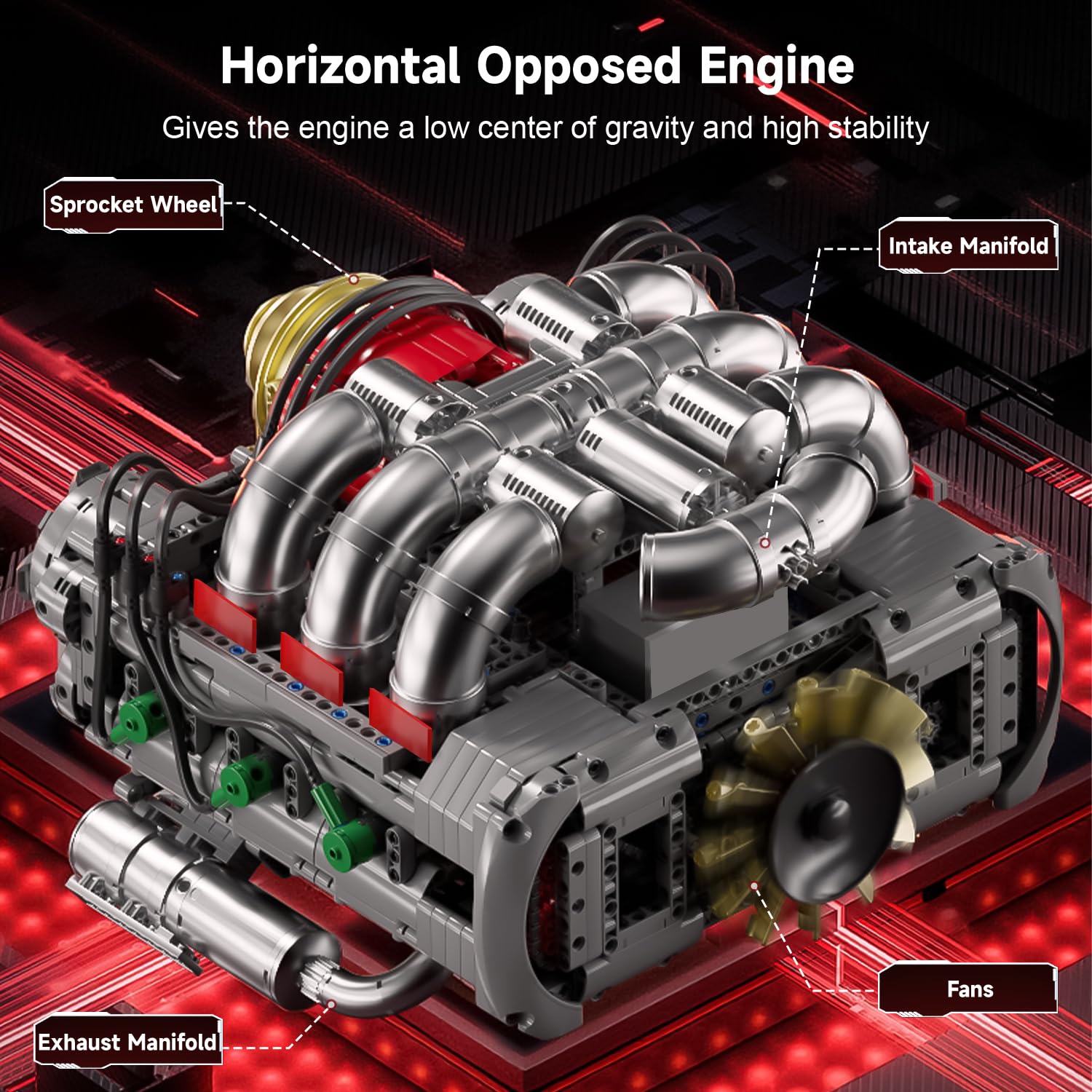 Mould King V12 Engine Building Block Sets, V12 Engine Model Kit That Runs, MOC Engineering Model Building Kit with Battery and Motor, Engineering Building Blocks for Adults (3472 PCS)