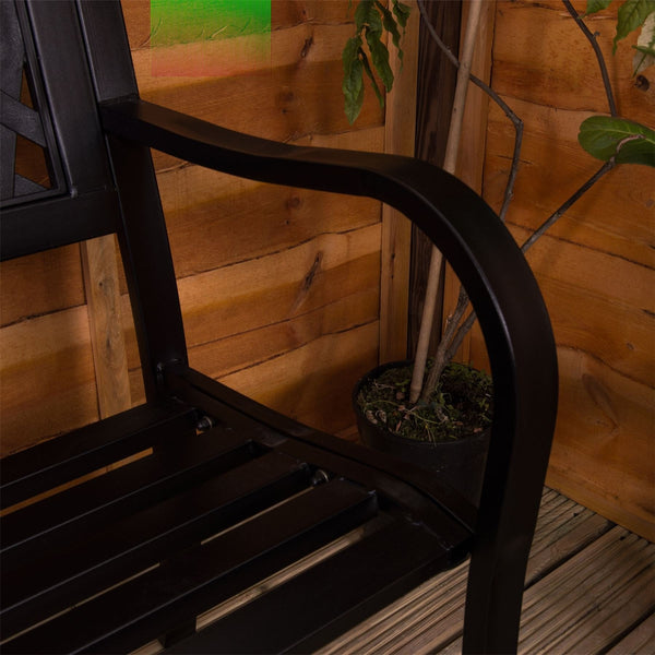 Home Discount Garden Vida Steel Garden Bench, Lattice Style Design 3 Seater Outdoor Furniture Seating Park Patio Seat