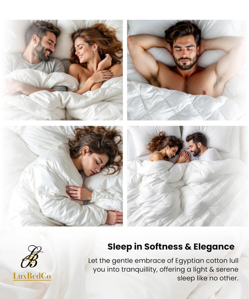 LuxBedCo Mulberry Silk Duvet with Egyptian Cotton Casing - Soft & Luxurious Silk Bedding for Winter & Summer Use - Double Duvet