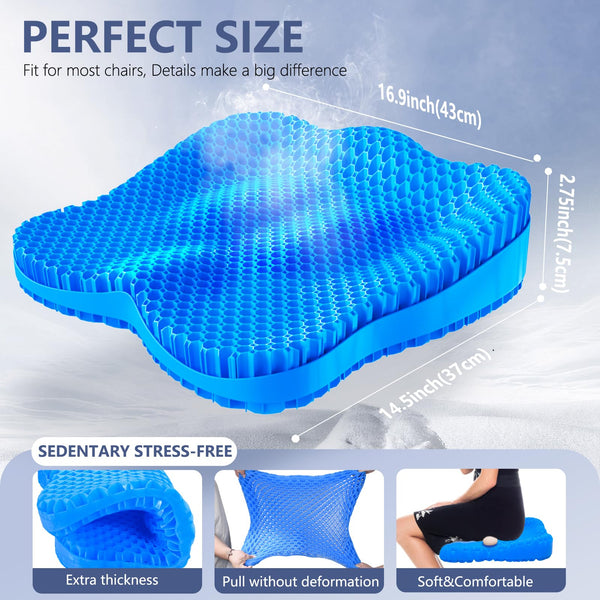Extra Thicker Gel Seat Cushion for Long Sitting, Pressure Relief Seat Cushion, Chair Cushion for Back Pain, Egg Cushion for Car, Desk Chair,