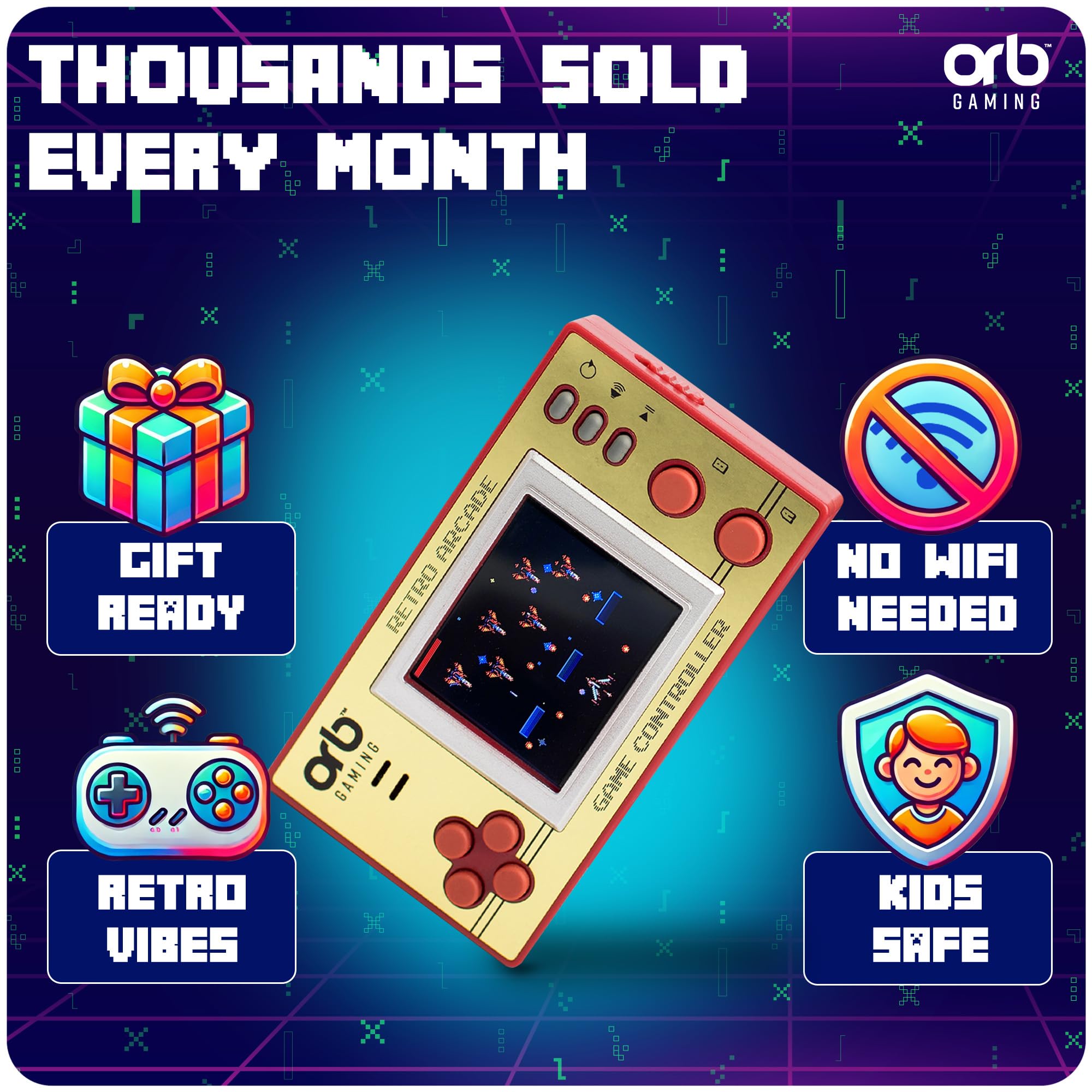 Official Atari Cartridge Handheld Mini Arcade Console with 3 Games - Pong Sports, Asteroids & Missle Command, 2" Colour Screen, Keyring, Retro Gaming Console Gift for Him and Her