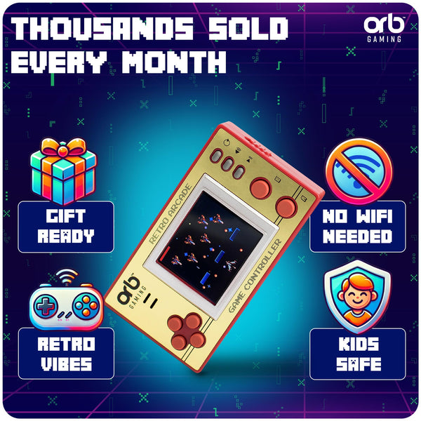 Official Atari Cartridge Handheld Mini Arcade Console with 3 Games - Pong Sports, Asteroids & Missle Command, 2" Colour Screen, Keyring, Retro Gaming Console Gift for Him and Her