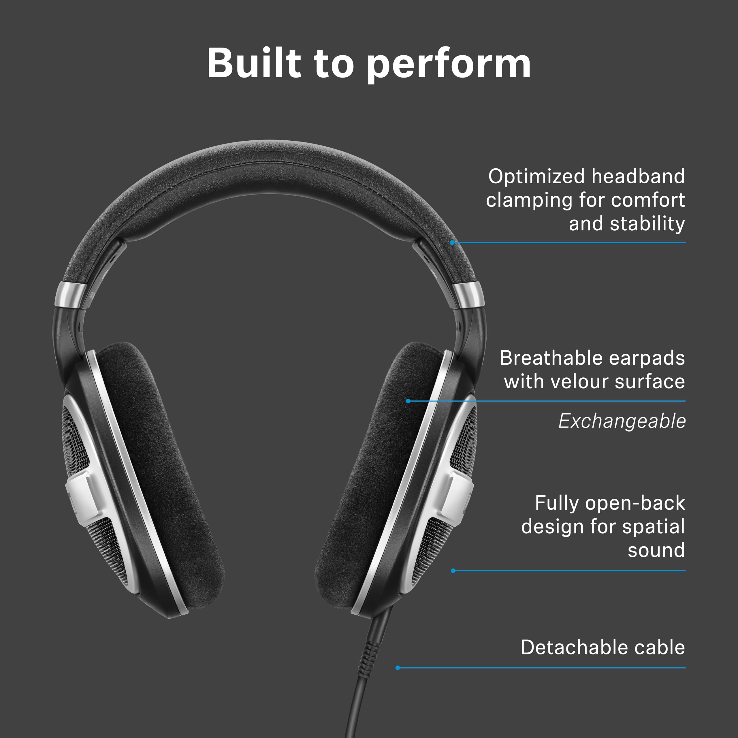Sennheiser HD 599 SE Open-Back Wired Headphones, Premium Design, Natural Balanced Audio, Comfortable Fit for Music, Gaming, School, Work, Black