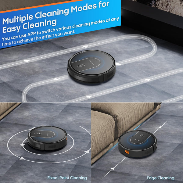 Robot Vacuum Cleaner with Mop, 4-in-1 Robotic Vacuums, 5000Pa Ultra Strong Suction, Long Running Time, Timing Function, App/WiFi for Pet Hair Hard Floor and Carpet(Striped Blue)