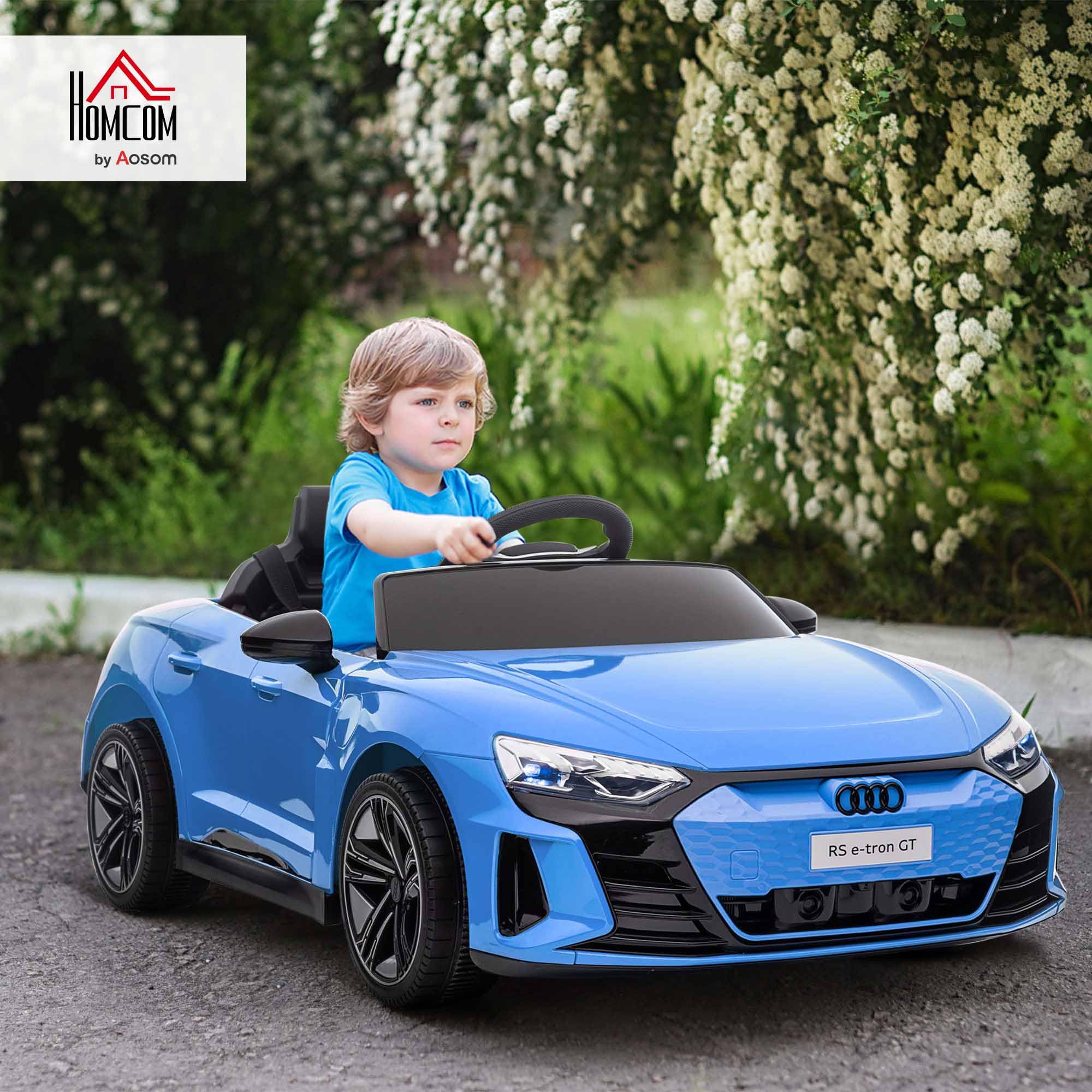 HOMCOM Audi RS e-tron GT Licensed Electric Cars for Kids Electric Ride-ons 12V Battery Powered Toy w/Remote Control Music, for 3-5 years, White