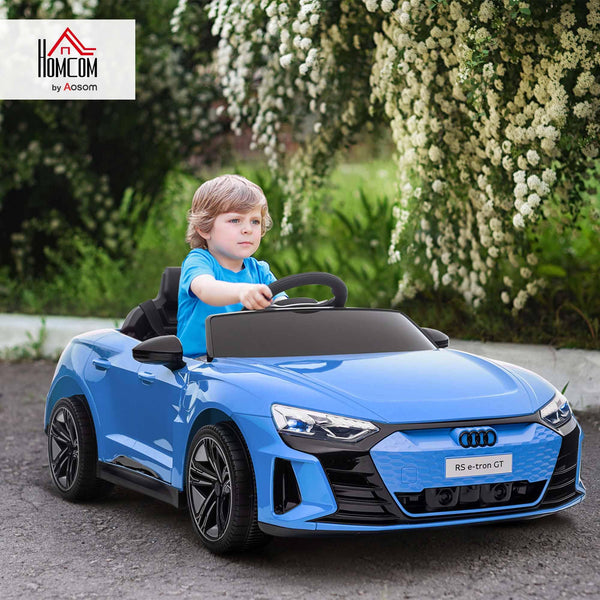 HOMCOM Audi RS e-tron GT Licensed Electric Cars for Kids Electric Ride-ons 12V Battery Powered Toy w/Remote Control Music, for 3-5 years, White