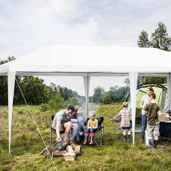 COSTWAY Garden Gazebo with Carry Bag and 4 Side Walls, Outdoor Camping Tent Canopy Wedding Party Events Marquee Shelter, 3 x 6m