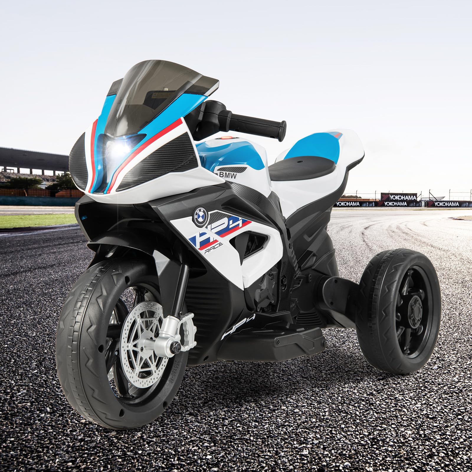 COSTWAY 12V Kids Electric Motorbike, Licensed BMW Ride on Motorcycle with Headlight, Music, Horn, MP3, USB Port, Battery Powered Vehicle Toy for 37-96 Months (Red)