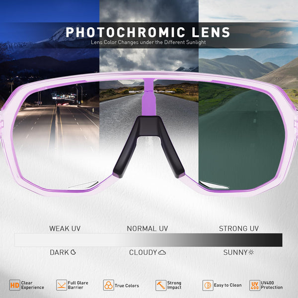 KAPVOE Photochromic Cycling Glasses for Men Women Mountain Bike Sunglasses Sports Goggles for MTB Running Baseball UV Protection