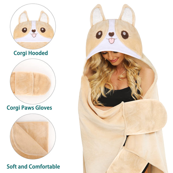 Shoppawhile Sloth Gifts for Women Wearable Hooded Blanket Soft Cute Warm Fluffy Sloth Hooded Blanket 59 * 51 inch