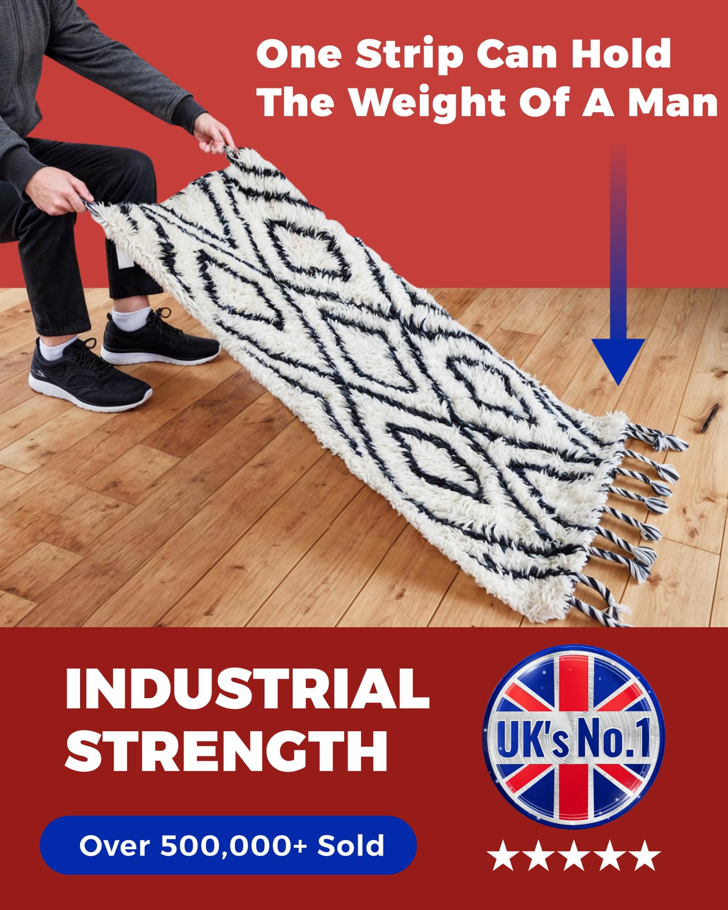 DIY Doctor Heavy Duty Double Sided Carpet Tape – 20m long x 21mm wide, No Residue Extra Strong Sticky Rug Grip Adhesive Tape, Ideal for Home & Professional Use