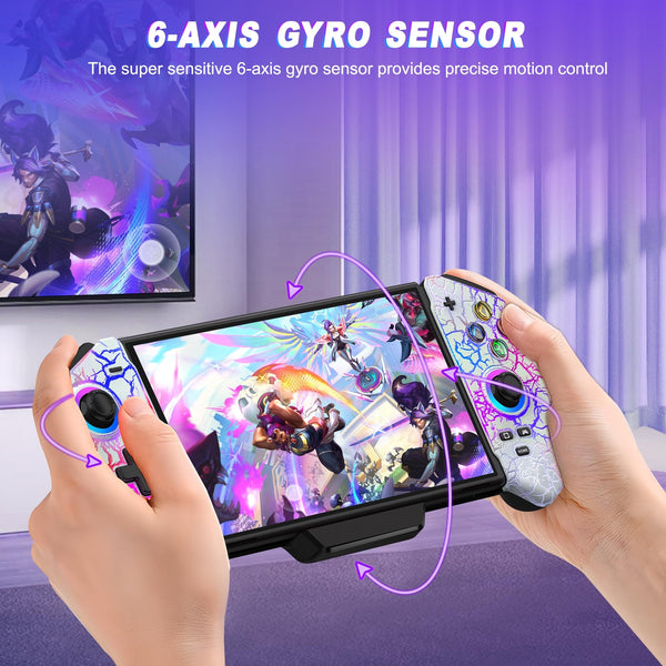 HELLCOOL Switch Pro Controller for Switch/OLED,Switch Controller for Handheld Grip with Hall Effect Joystick,One-Piece Switch Joycon with Turbo/Programmable/6-Axis/Vibration/RGB/4 Card Slot(Black)