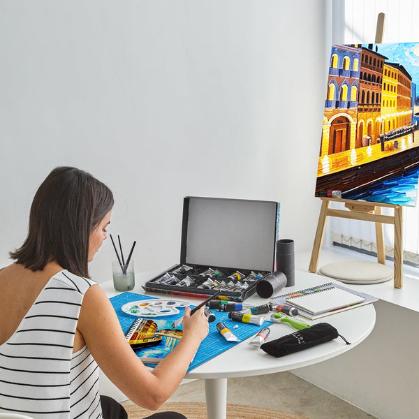 Elan Professional Oil Paint Set - 24 Tubes, 50ml Each, Adults' Non-Toxic Oil-Based Paint for Canvas