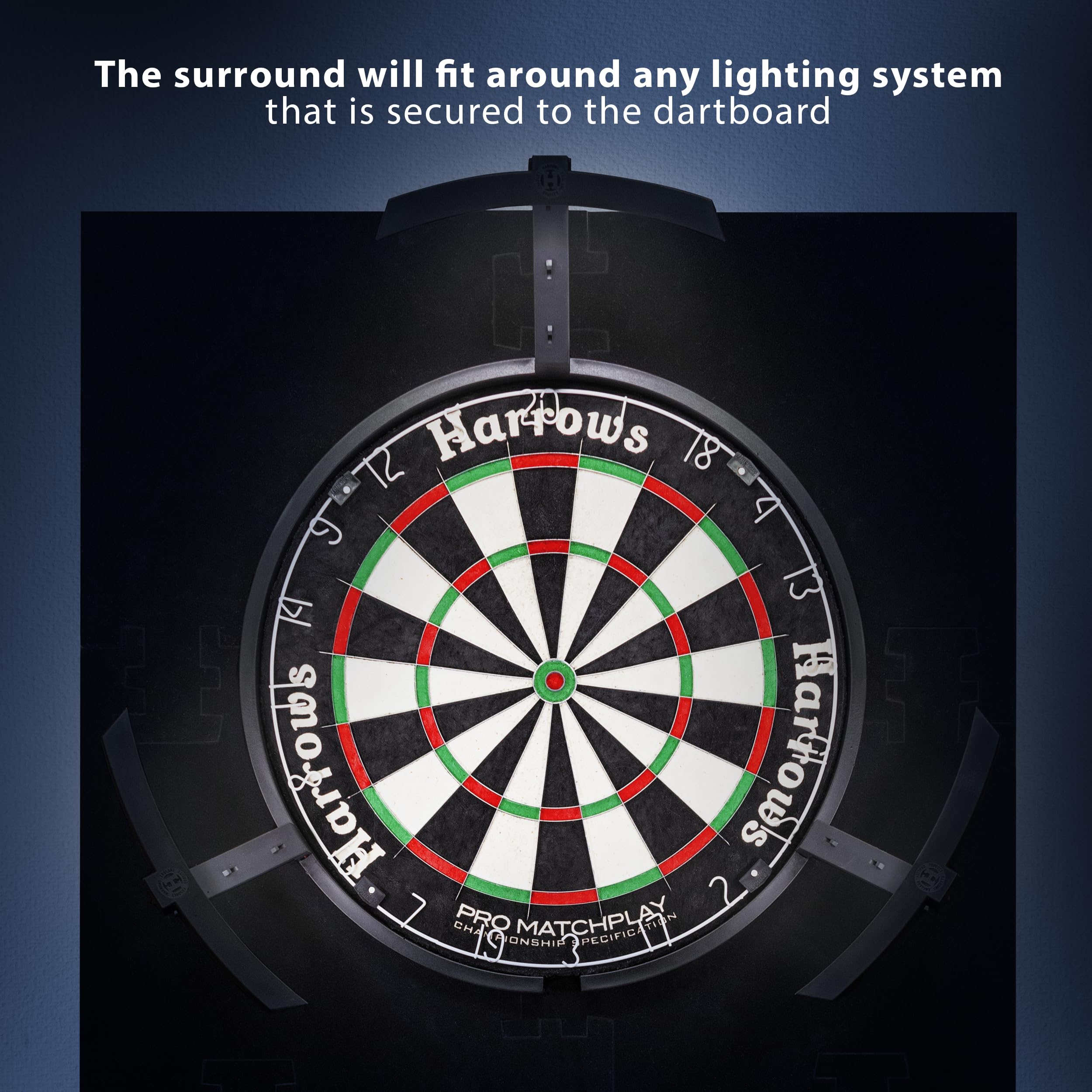 Harrows XL Dart Board Surround Ring - 6pcs Easy Assembly Wall Protector - 140% Larger - Double Sided for Long Life