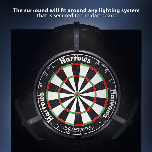 Harrows XL Dart Board Surround Ring - 6pcs Easy Assembly Wall Protector - 140% Larger - Double Sided for Long Life