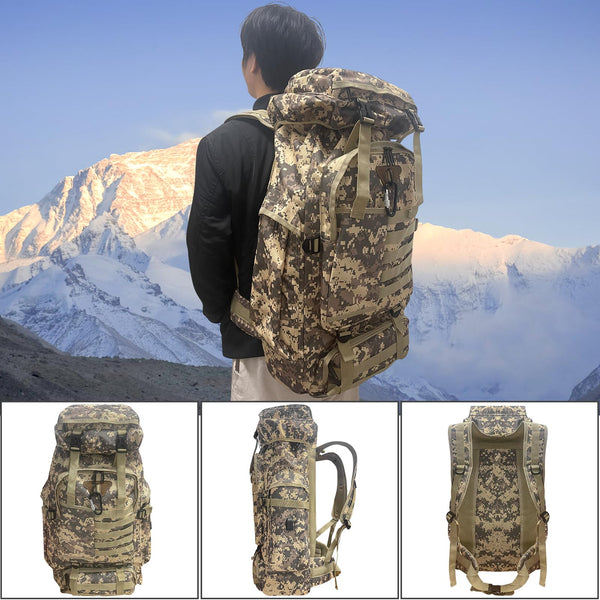 Ogetok 80L Hiking Backpack Camping Rucksack, 80 liters Large Capacity Outdoor Knapsack Travel Climbing Mountaineering Carry On Backpack Bag, Trekking Backpacking for Men Women, Black