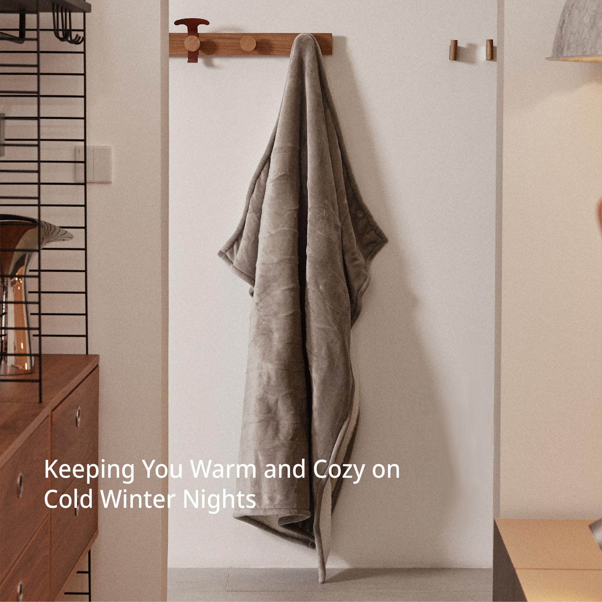 GOTCOZY Heated Blanket Electric Throw 130x160cm -Soft Silky Plush Heated Blanket with 6 Heat Settings & 10 Hours Auto-Off Timer For Home Office Use