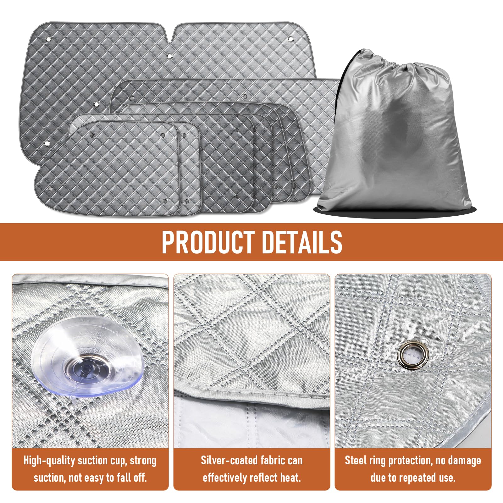 MaxAwe 8Pcs Internal Thermal Blind Set Fits for VW T5/T6 LWB, Luxury Sunshade Wrap Cover Kit, Window Front Screen Cover, Summer Uv Sun Blind & Winter Insulation Cover for VW Campervans & Motorhome