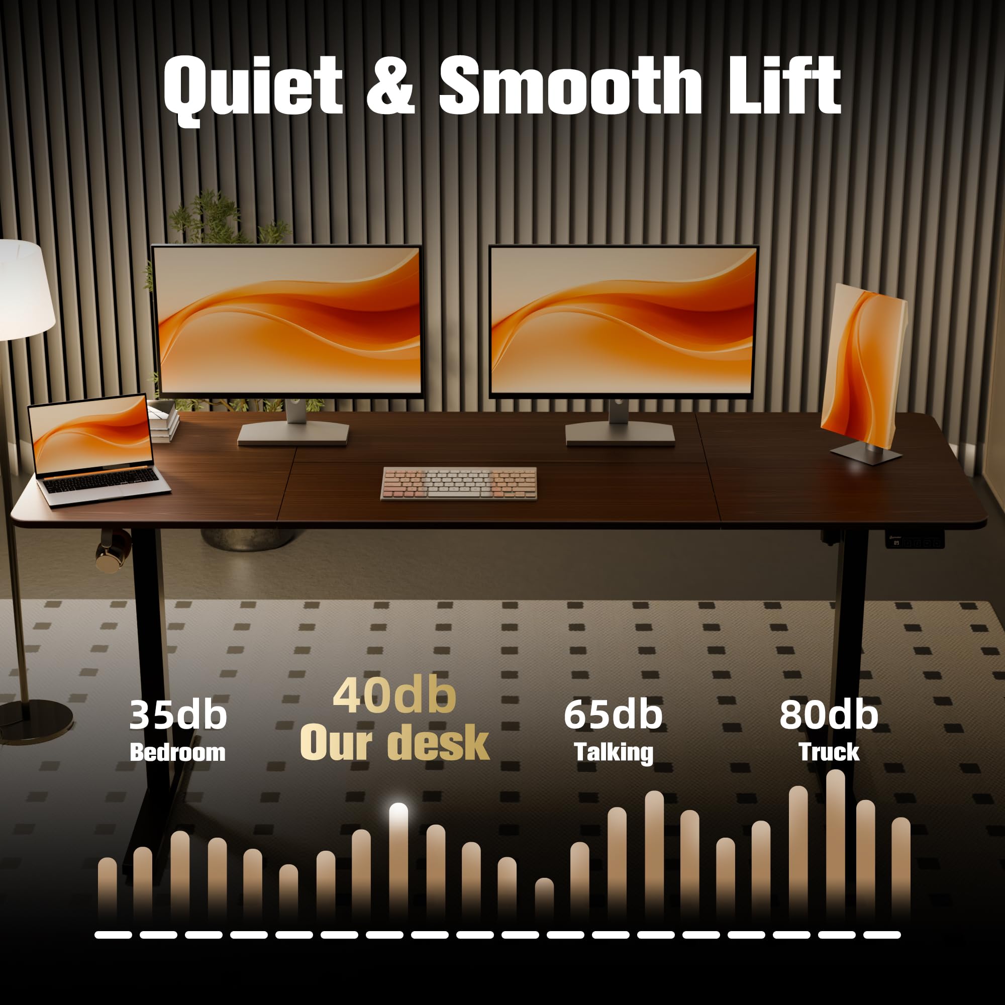 ERGOMAKER Electric Height Adjustable Standing Desk 80x60cm (31.5"x23.6"), Sit Stand Desk with Splicing Top for Home Office (Black Frame + Black Desktop)