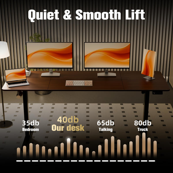 ERGOMAKER Electric Height Adjustable Standing Desk 80x60cm (31.5"x23.6"), Sit Stand Desk with Splicing Top for Home Office (Black Frame + Black Desktop)