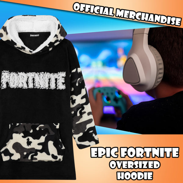Fortnite Oversized Hoodie Blankets for Boys Fleece Extra Long Warm Wearable Hooded Poncho for Kids and Teens 14+, Gamers Gifts