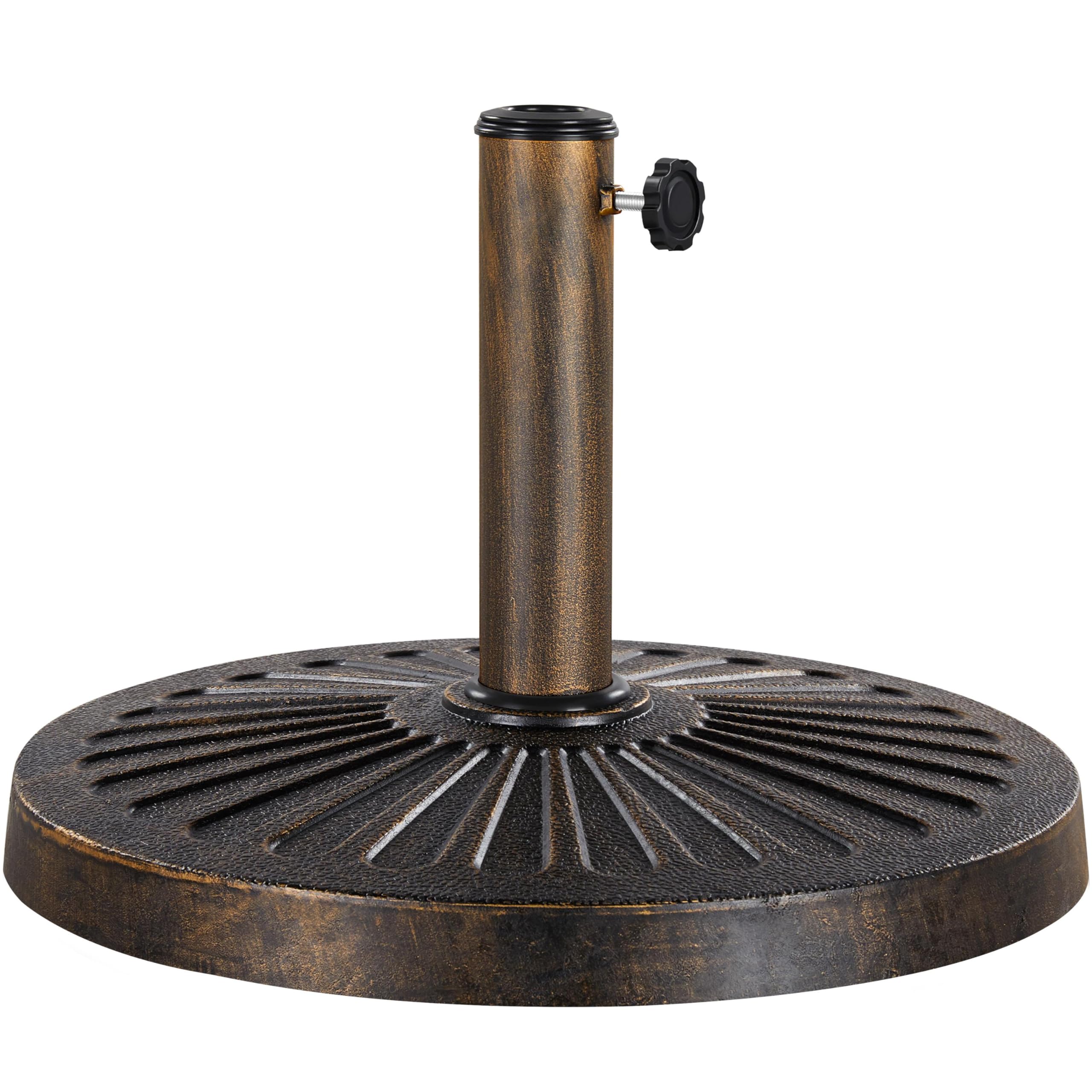 Yaheetech 10kg Patio Umbrella Stand Parasol Base Weight Heavy Duty Garden Parasol Stand Holder Round Iron Umbrella Base Stand Bronze