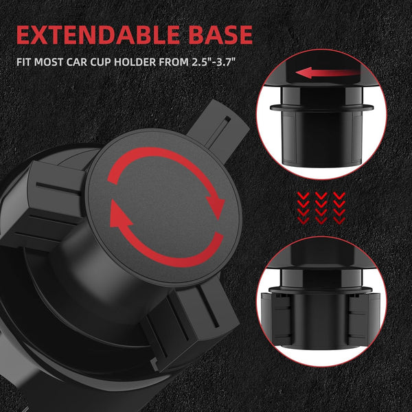 DYLEN Cup Holder Expander for Cars, Car Cup Holder Expander Adapter with Adjustable Base, Fits Large Drink Bottles 0.5-1.4 L (7.0-10.5 CM)