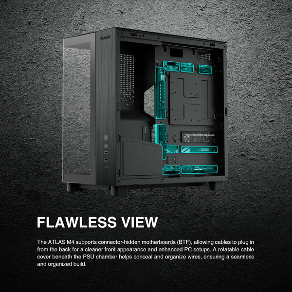 GAMDIAS PC Case, ATX Gaming Mid Tower, No-Hub, Real-time Monitor, Seamless Tempered Glass, Pre-install 3 x 120 mm ARGB PWM Fans, Side Vents Perforated, Black