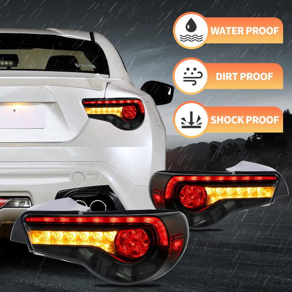 VLAND Rear Lights for GT86 FT86 2012-2020 BRZ 2013-2020 Tail Lights Assembly with Sequential Turn Signal (smoked a)