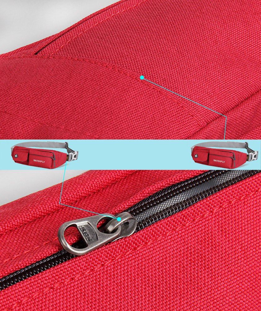 Waterfly Waist Bag Pack Slim Water Resistant Fanny Pack Travel Bum Bag Running Belt for Traveling Cycling Hiking Camping