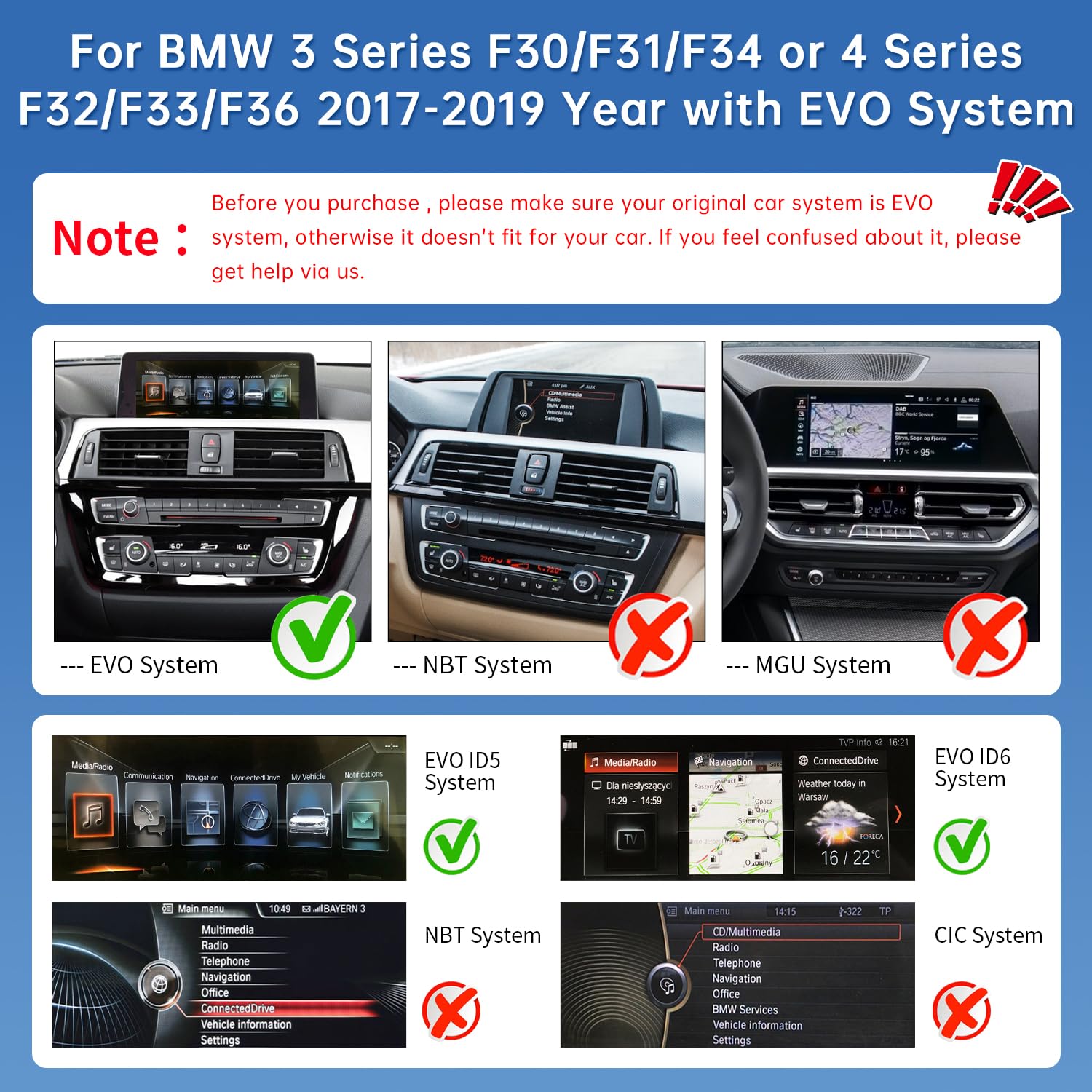 Road Top 12.3 Inch Ultra-Narrow Carplay Touchscreen for BMW 3 & 4 Series F30/F31/F32/F33/F34/F35/F36 2012-2015 Year, Car Stereo Multimedia Radio Receiver, Support Wireless Android Auto, Mirrorlink