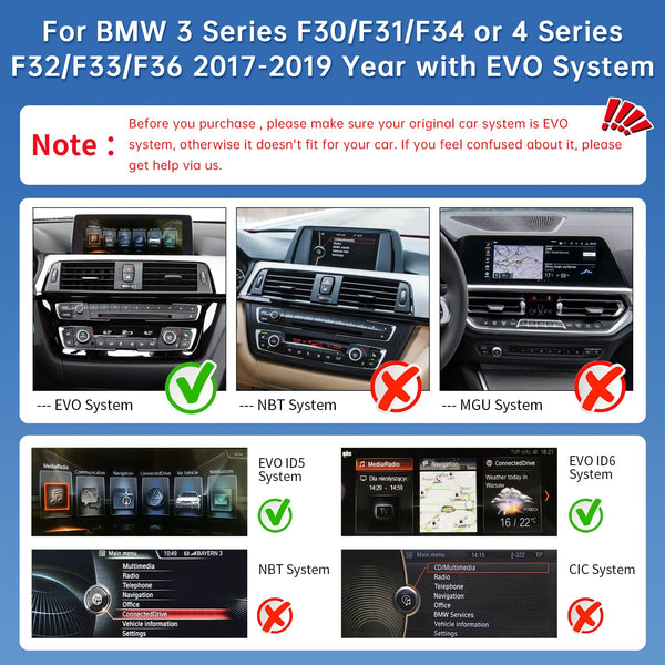 Road Top 12.3 Inch Ultra-Narrow Carplay Touchscreen for BMW 3 & 4 Series F30/F31/F32/F33/F34/F35/F36 2012-2015 Year, Car Stereo Multimedia Radio Receiver, Support Wireless Android Auto, Mirrorlink