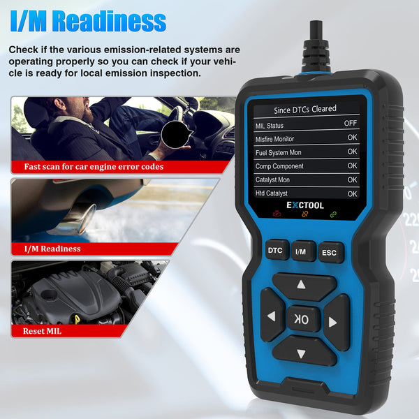 OBD2 Scanner Car OBD II Code Reader with Reset Auto Enhanced Full OBD Mode Check Engine Light Diagnostic Scan Tool for 2001+ Petrol & 2004+ Diesel Vehicles, Red