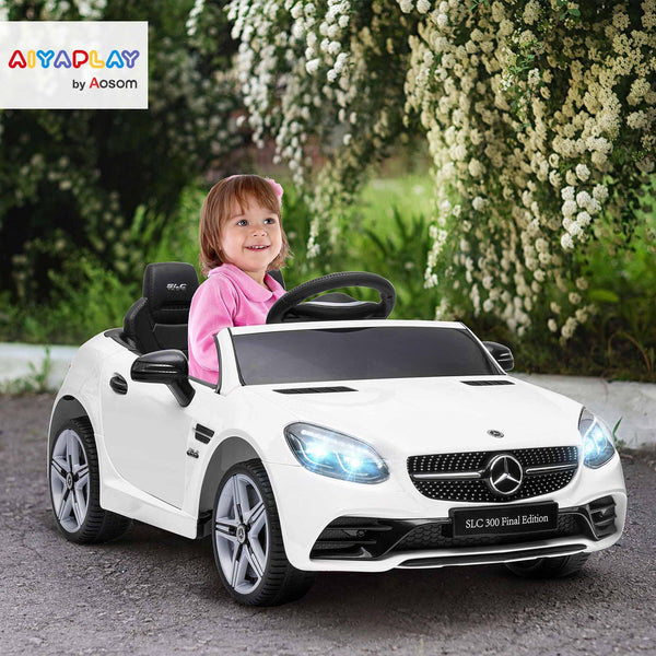 AIYAPLAY Benz SLC 300 Licensed 12V Electric Car for Kids, Kids' Electric Ride on with Parental Remote, Music Lights, Suspension Wheels for 3-6 Years, Black