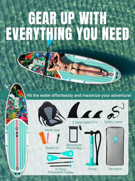 Niphean Inflatable Paddle Boards for Adults with All Accessories, 320cm Stand Up Paddle Board for All Skill Levels, SUP with 200kg Weight Capacity for 2 People, Inflatable Paddleboard with Seat