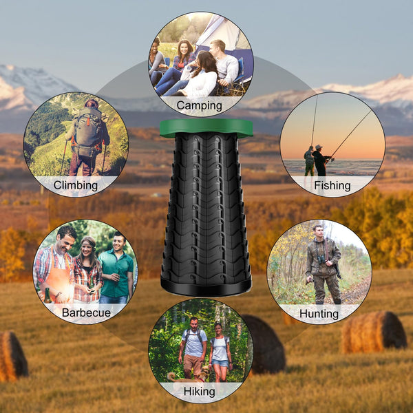 LUXJET Portable Folding Stool Lightweight Yet More Sturdy with Load Capacity 180KG, Retractable Plastic Foldable Collapsible Stool for Camping Fishing Hiking BBQ Outdoors Indoors Kitchen