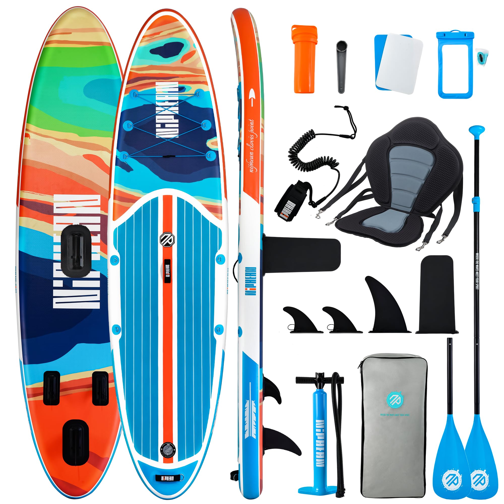 Niphean Inflatable Paddle Boards for Adults with All Accessories, 320cm Stand Up Paddle Board for All Skill Levels, SUP with 200kg Weight Capacity for 2 People, Inflatable Paddleboard with Seat