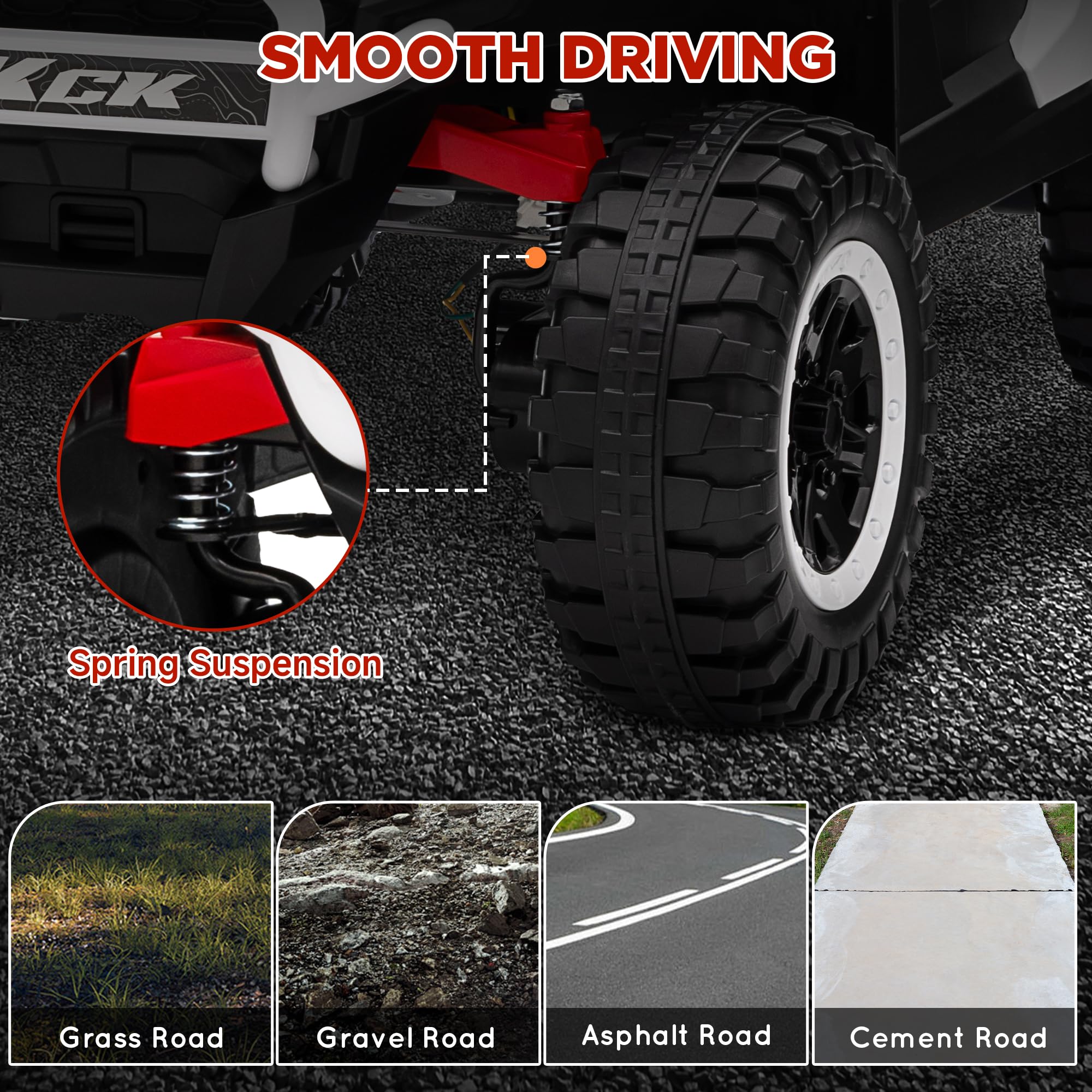 AIYAPLAY 2 Seater Ride on Truck, 24V 7AH Battery Powered Electric Ride On Car with Parental Remote Control, Spring Suspension, 3 Speeds, LED Lights, MP3, Horn, Music, White