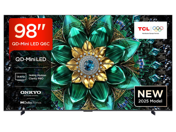 TCL 75Q6C-UK QD-Mini LED TV, 4K HDR Premium 1000nits, Smart TV Powered by Google TV (Dolby Vision IQ & Atmos, Onkyo 2.1 Sound System, 144Hz Motion Clarity Pro, 2025 New Model)