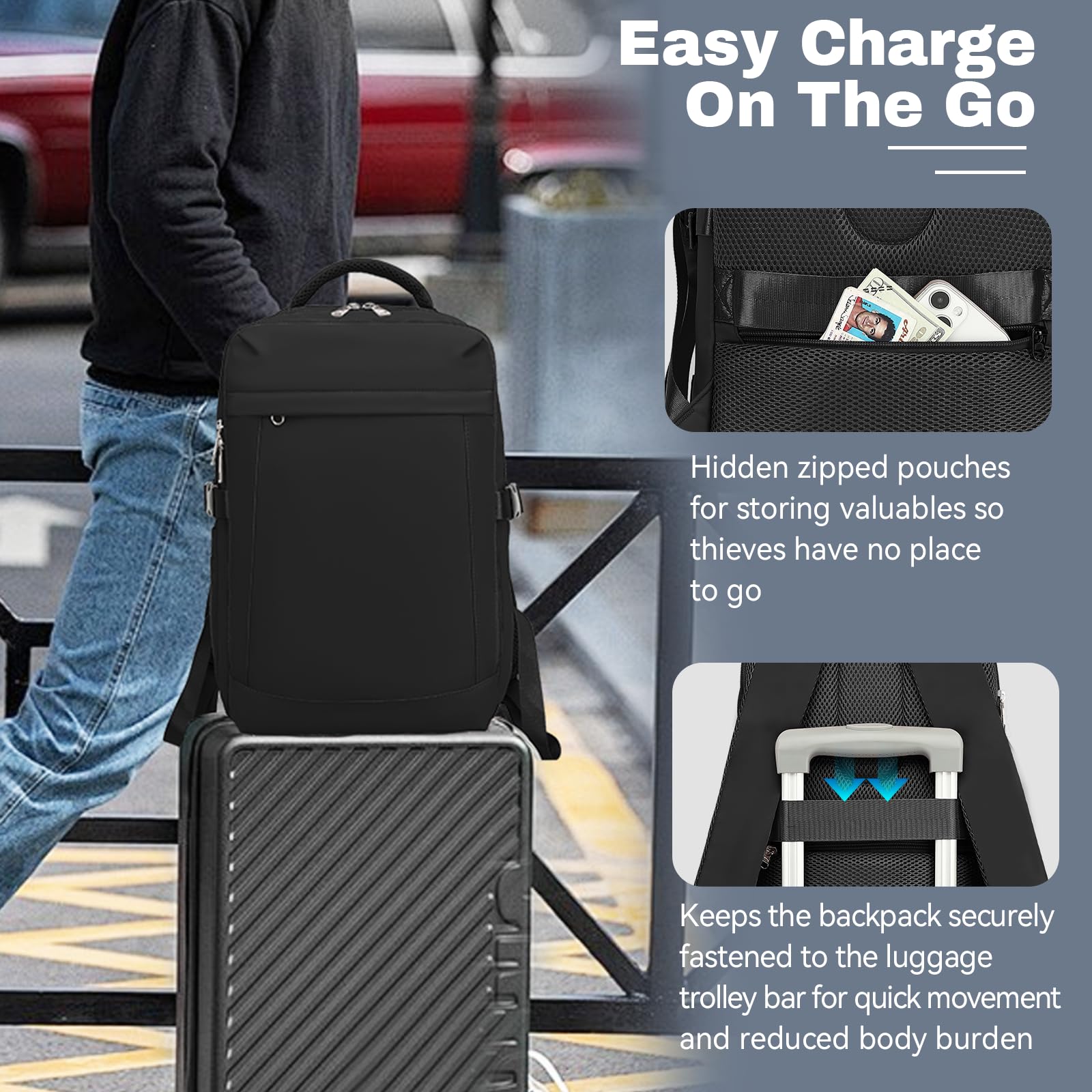 Xkdoai for Ryanair Cabin Bags 40x20x25, Travel Backpack Underseat Hand Luggage Carry-ons Airplanes Flight Bag Suitcases for Men Women