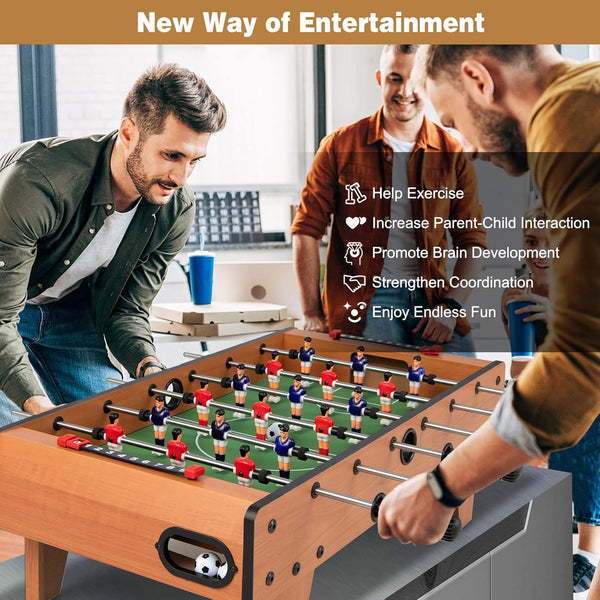 COSTWAY 27'' Football Table Top, Football Soccer Game Toy Set with Wooden Frame for Kids, Family and Party (27'' Football Table Top)