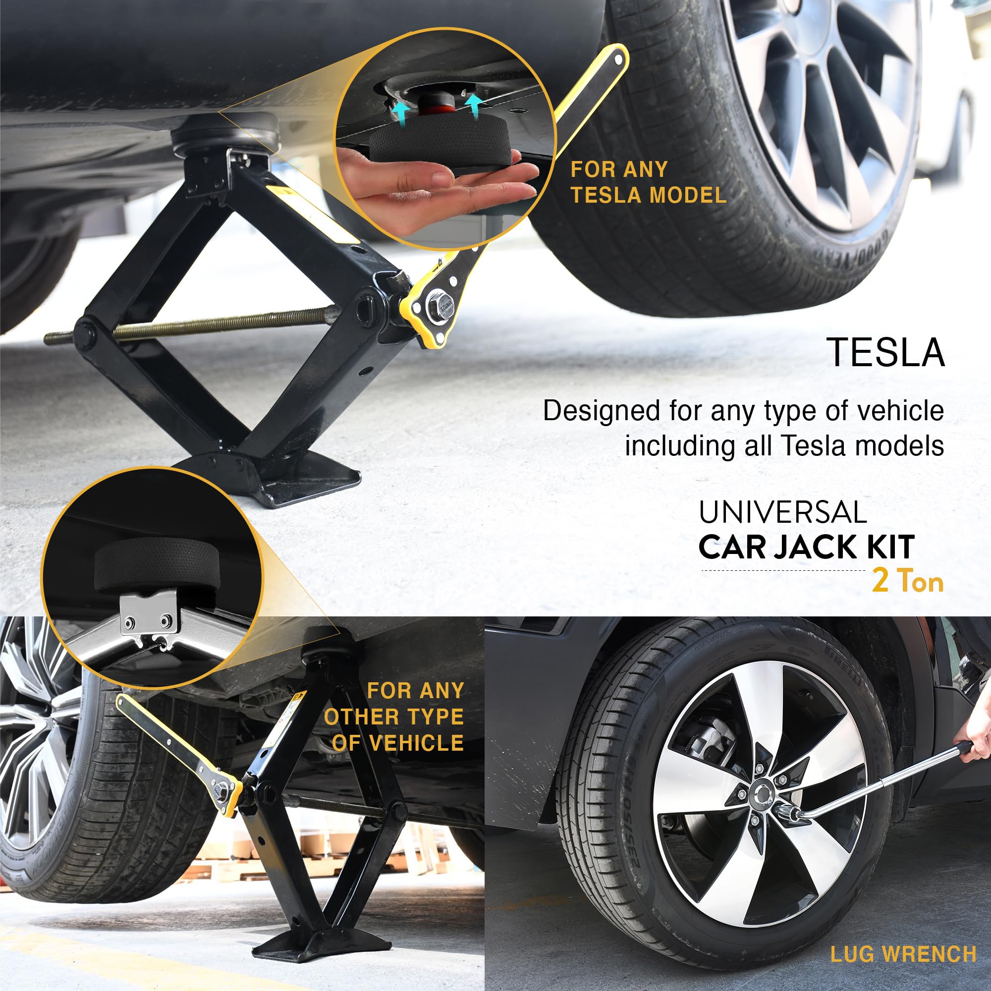 Car Jack Kit | Scissor Jack for Car 1.5 Ton (3,300 lbs) - Tire Jack Tool Kit | Portable, Ideal for SUV and Auto - Universal Emergency Kit with Lug Wrench | Heavy Duty Material