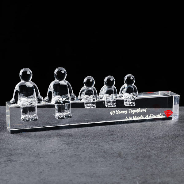 Movdyka Crystal 40th Ruby Wedding Anniversary Sets Idea Gifts for Her Wife, 40 Years Together We Made A Family Figurines Ornaments for Him (3