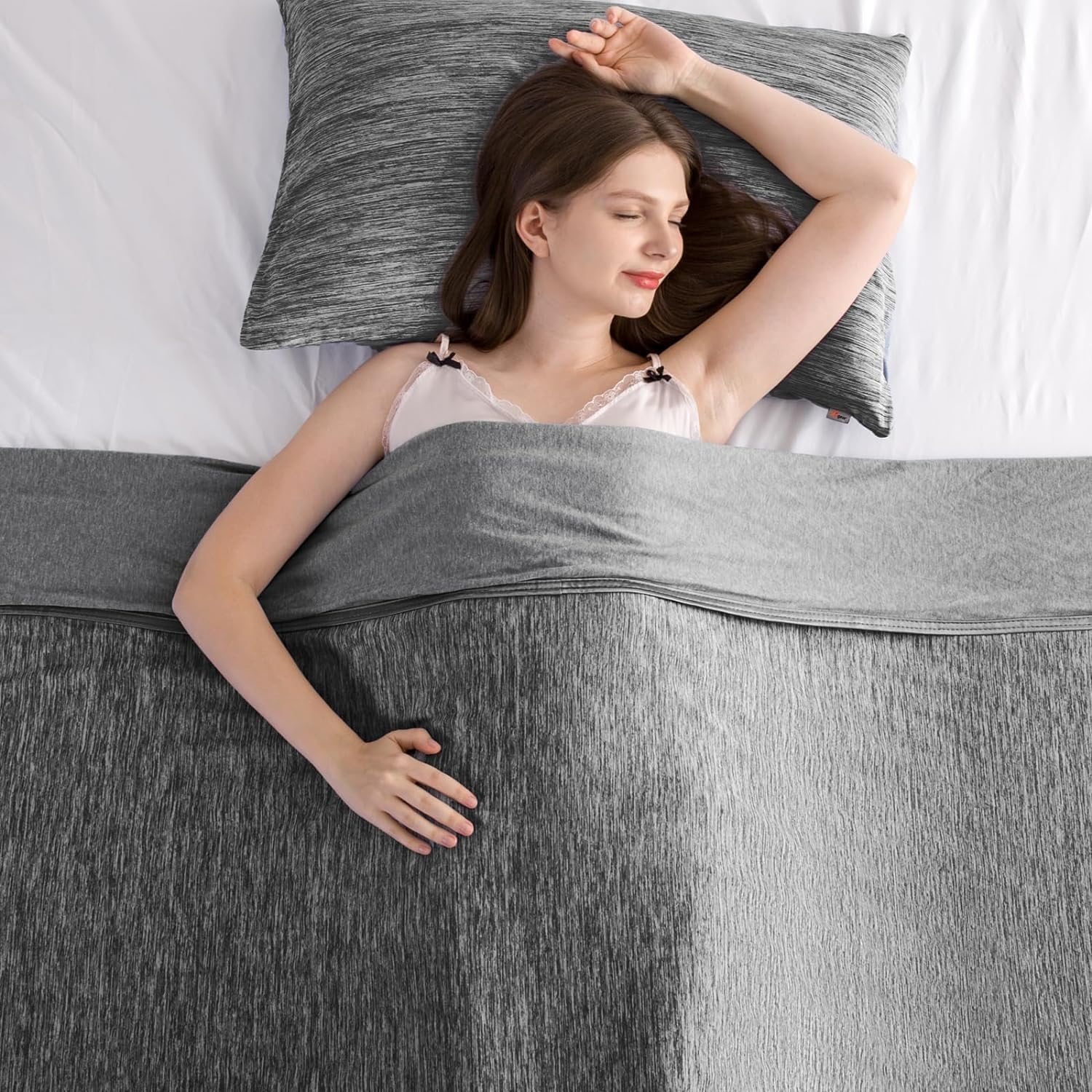 Elegear Cooling Blanket for Night Sweats, Q-Max 0.5 Arc-Chill Summer Cool Fiber Throw for Bed Sofa Chair Travel Adult Kids Hot Sleeper, Comfort, Lightweight, Twin/Double, 150x200cm, Gray