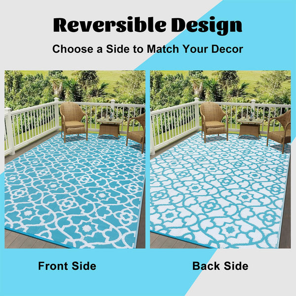 Enyhom Outdoor Rug Waterproof, 180 x 270cm Large Reversible RV Camping Mat, Plastic Straw Rug UV Resistant Garden Rug, Recycled Lightweight Portable