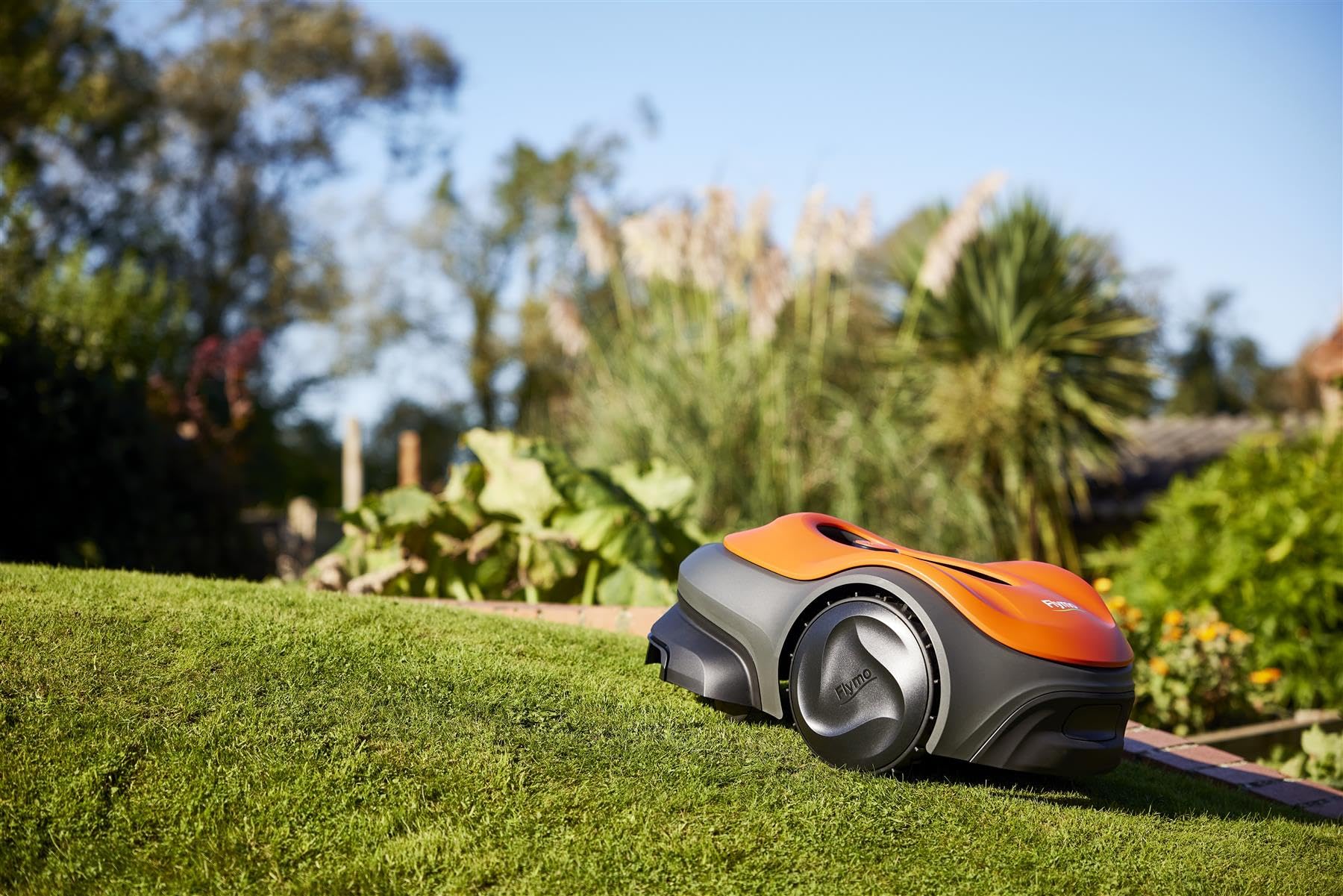 Flymo EasiLife 250 GO Robotic Lawn Mower - Cuts Up to 250 sq m, Ultra Quiet Mowing, Manicured Lawn, Bluetooth Application Control, Safety Sensors, Hose Washable, Lifestyle Functions, Orange and Grey