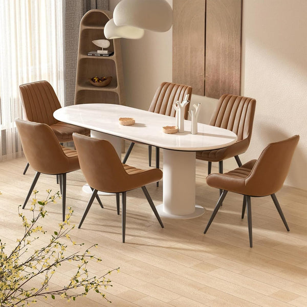 Hawthyhome Dining Chairs Set of 4 |Upholstered Chairs with 10cm Thick Seat Cushion •Upholstered Fabric Dining Chair •Kitchen Chair with Backrest •Modern Armchairs with Metal Legs •Dark Grey