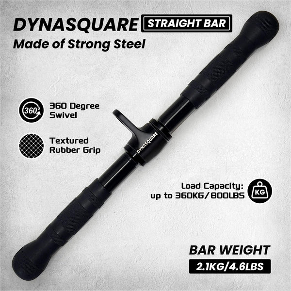 DYNASQUARE Cable Attachments for Home Gym, LAT Pulldown Equipment, Weight Machine Accessories, Straight Pull Down Bar, V Bar, Tricep Rope, Revolving